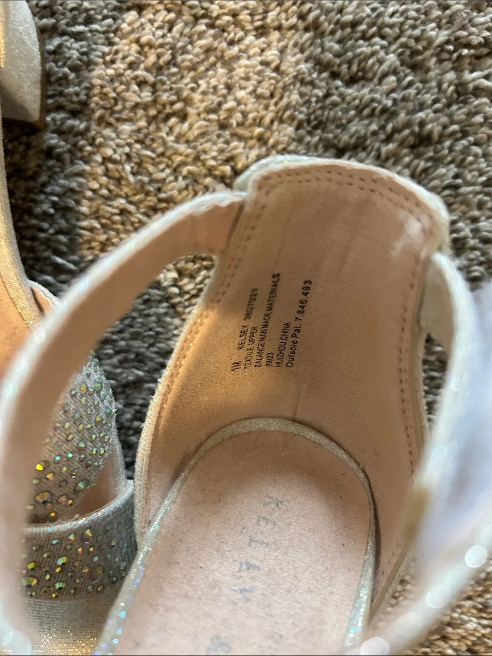 Kelly & Katie Girls' Ivory Glitter Ankle-Strap Dress Sandals